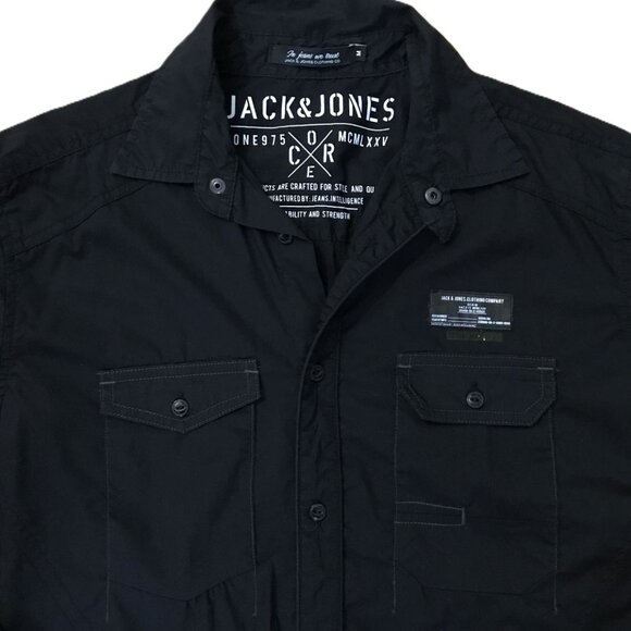 Jack & Jones Rain Shirt L/S Core Black Dress Shirt Men’s M - Picture 3 of 10